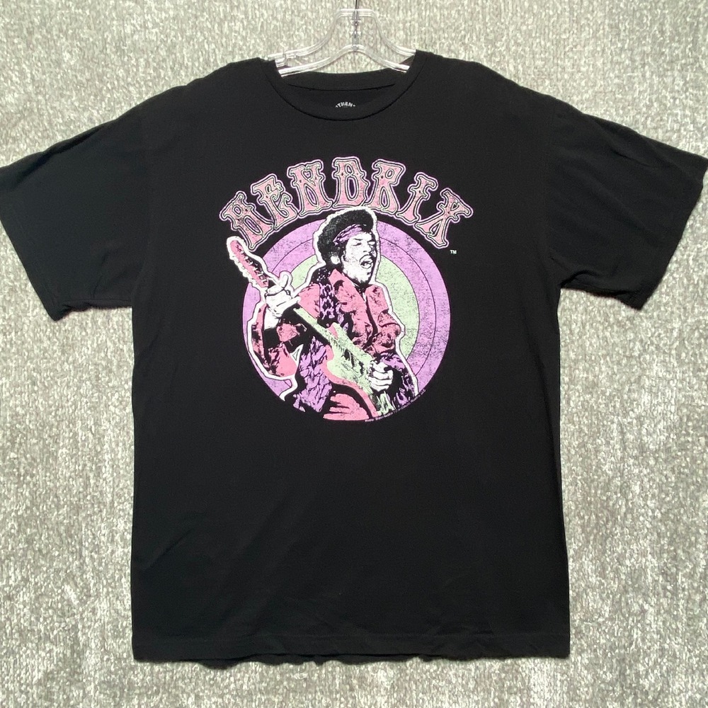 Hendrix Graphic Tee Retro Style Music T-Shirt Short Sleeve Black XL